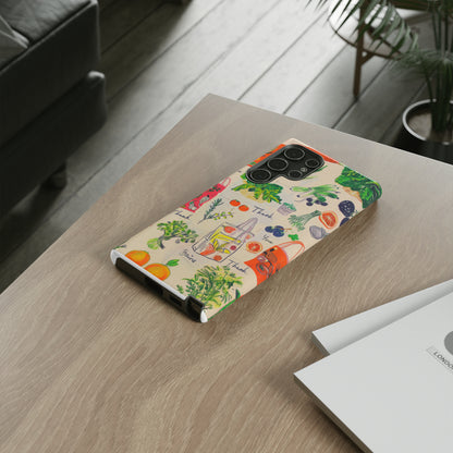 Custodia per telefono a tema di generi alimentari sostenibili, cover dal design ecologico per lo shopping per smartphone, custodie per telefoni resistenti 