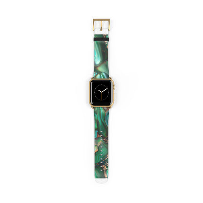 Cinturino per Apple Watch con ricciolo in marmo smeraldo | Lussuoso cinturino da polso astratto verde. Cinturino Apple Watch Cinturini Apple Watch per serie 4 5 6 7 8 9 ULTRA SE 38/40/41 mm e 42/44/45 mm Cinturino in ecopelle vegana 