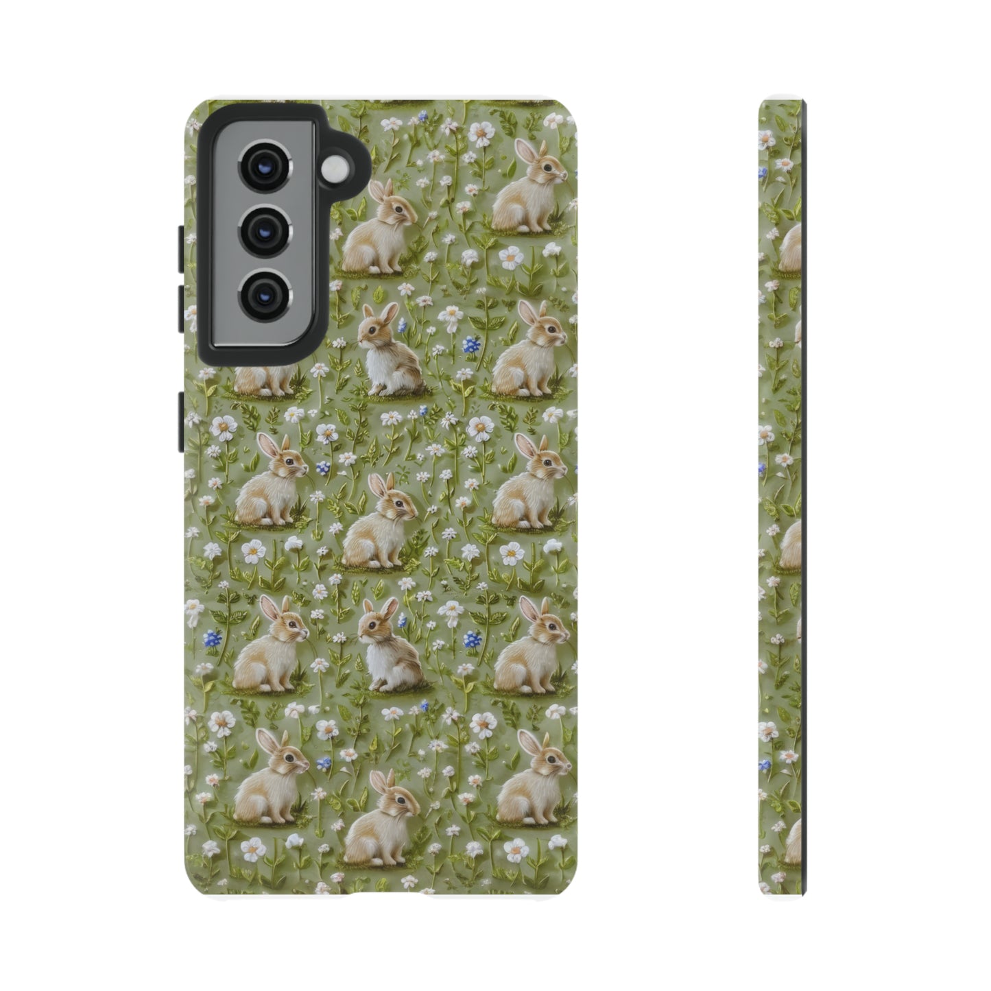 Custodia per iPhone Meadow Rabbits, design Serene Spring Wildlife, custodia protettiva di ispirazione ecologica, custodie per telefoni resistenti