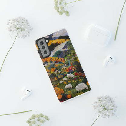 Quaint Countryside Quilt iPhone Case, Artistic Pastoral Landscape, Sturdy Protective Cover, Tough Phone Cases