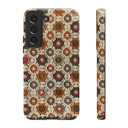 Custodia per iPhone retrò in pizzo all'uncinetto, estetica dal design artigianale, custodia protettiva in stile vintage, custodie per telefono resistenti