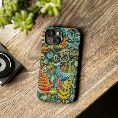 Zauberhafte Waldhirsch iPhone Hülle, Zauberhaftes Fauna- und Flora-Design, Schützende, von der Natur inspirierte Hülle, Robuste Handyhüllen