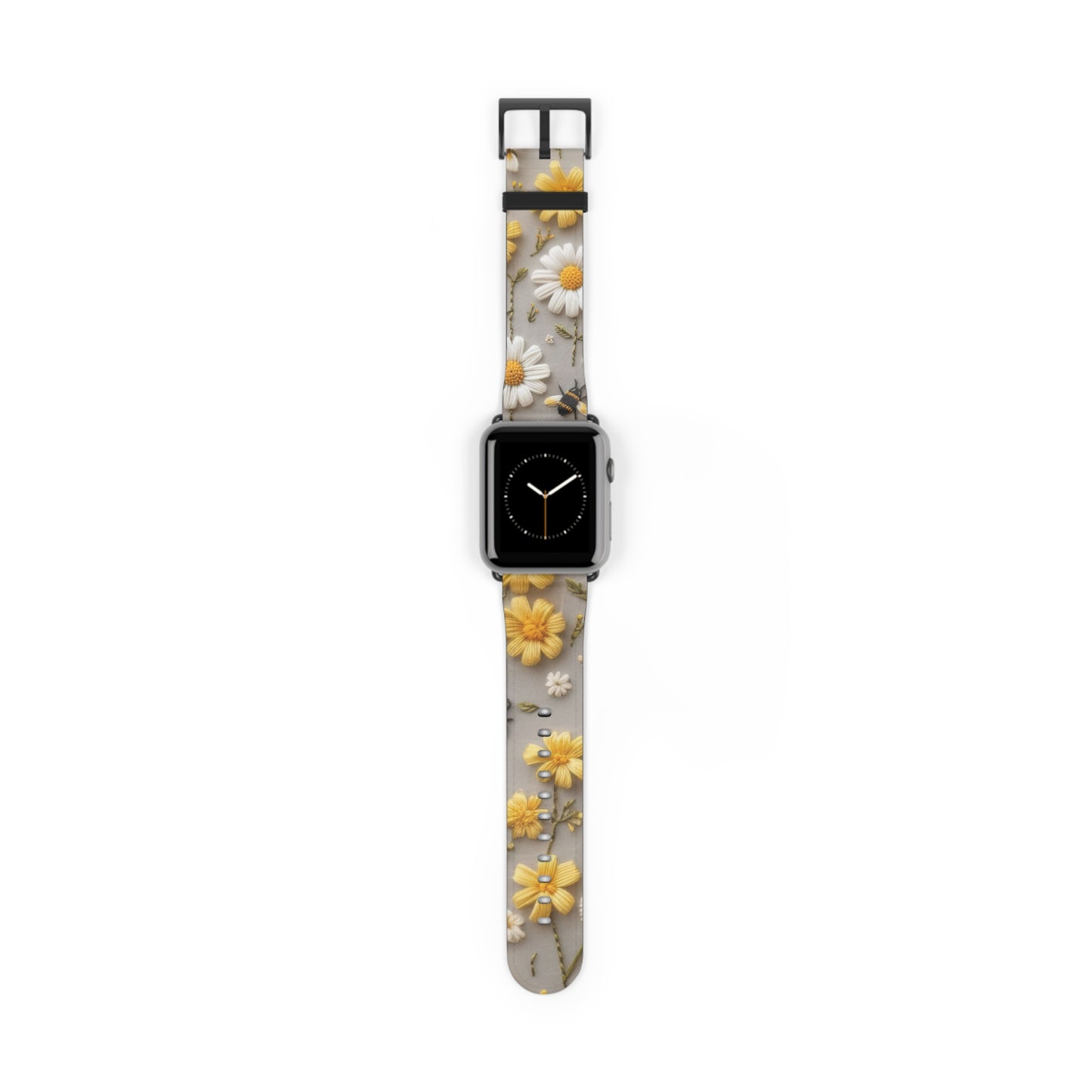 Spring Meadow Daisy Apple Watch Band, Fresh Yellow & White Floral Design, Nature-Inspired Smartwatch Strap. Apple Watch Band Apple Watch Straps For Series 4 5 6 7 8 9 ULTRA SE 38/40/41mm & 42/44/45mm Vegan Faux Leather Band