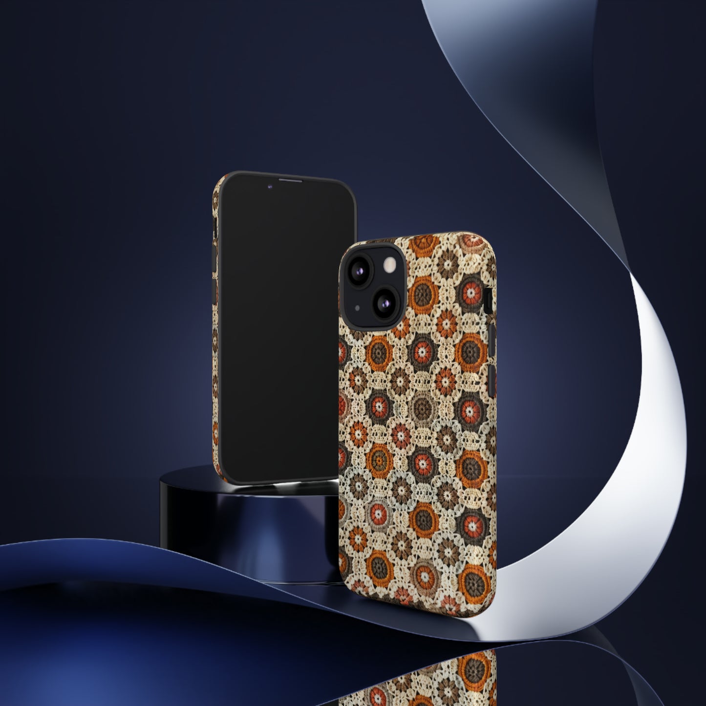 Custodia per iPhone retrò in pizzo all'uncinetto, estetica dal design artigianale, custodia protettiva in stile vintage, custodie per telefono resistenti