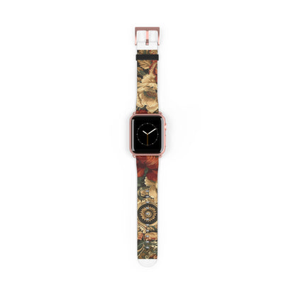 Renaissance Tapestry Floral Apple Watch Band | Klassisches Armband mit verziertem Stoffmuster. Apple Watch Band Apple Watch Armbänder für Serie 4 5 6 7 8 9 ULTRA SE 38/40/41 mm und 42/44/45 mm veganes Kunstlederband 