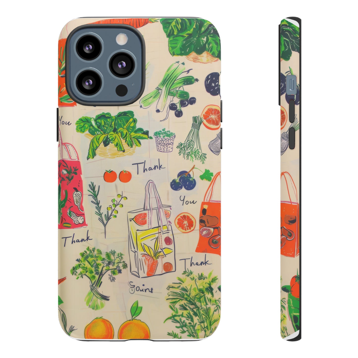 Custodia per telefono a tema di generi alimentari sostenibili, cover dal design ecologico per lo shopping per smartphone, custodie per telefoni resistenti 