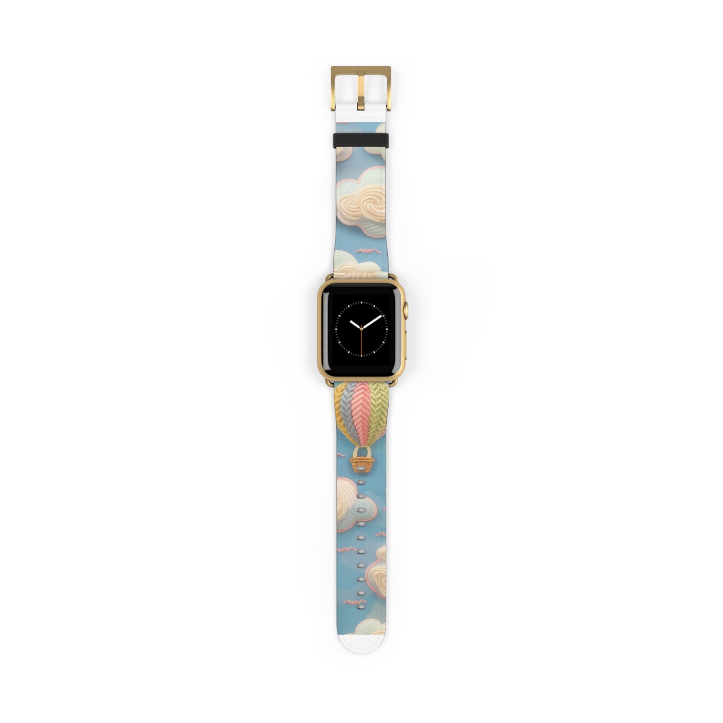 Serene Sky Heißluftballon Apple Watch Band, Pastell Wolken und Ballon Druck, verträumtes Smartwatch Armband. Apple Watch Band Apple Watch Armbänder für Serie 4 5 6 7 8 9 ULTRA SE 38/40/41mm &amp; 42/44/45mm veganes Kunstlederband 