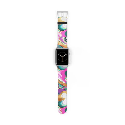 Whimsical Abstract Waves Apple Watch Band, Psychedelic Swirls Smartwatch Strap, Colorful Artistic Wristband Accessory. Apple Watch Band Apple Watch Straps For Series 4 5 6 7 8 9 ULTRA SE 38/40/41mm & 42/44/45mm Vegan Faux Leather Band