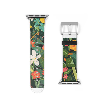 Lush Meadow Floral Apple Watch Band, Fresh Blooms Smartwatch Strap, Spring Wildflower Wristband, Nature Inspired Accessory. Apple Watch Band Apple Watch Straps For Series 4 5 6 7 8 9 ULTRA SE 38/40/41mm & 42/44/45mm Vegan Faux Leather Band