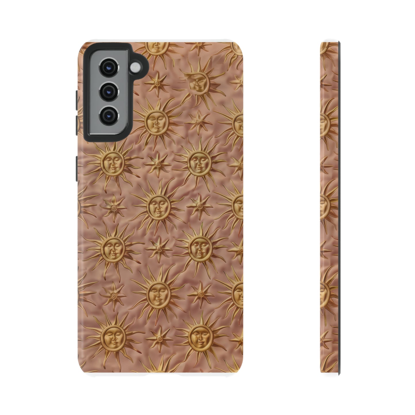 Custodia per iPhone con motivo sole celeste, design solare 3D strutturato, custodia protettiva lussuosa, custodie per telefono resistenti