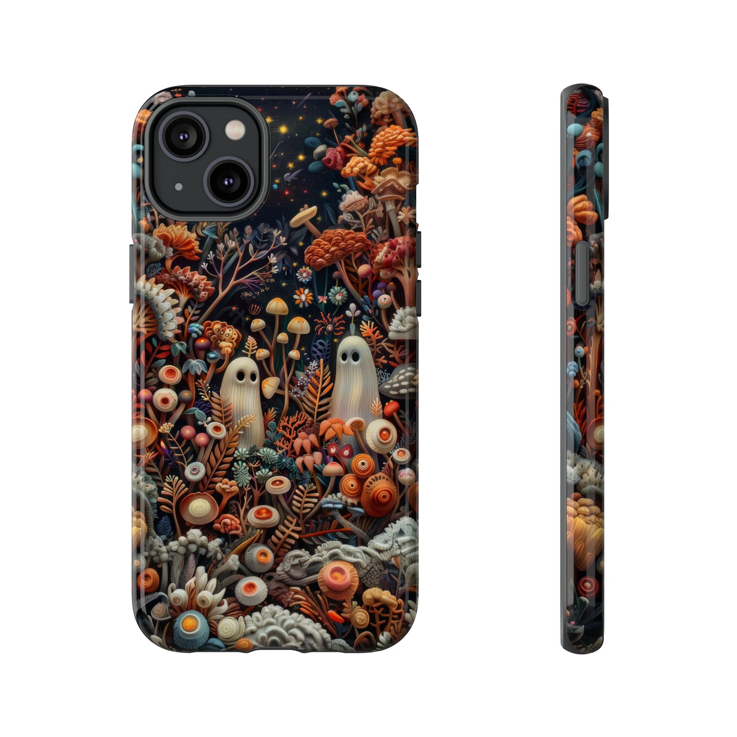 Cosmic Fantasy iPhone Case, Space-Themed Mushroom Design, Protective Cover with Galactic Charm, Tough Phone Cases