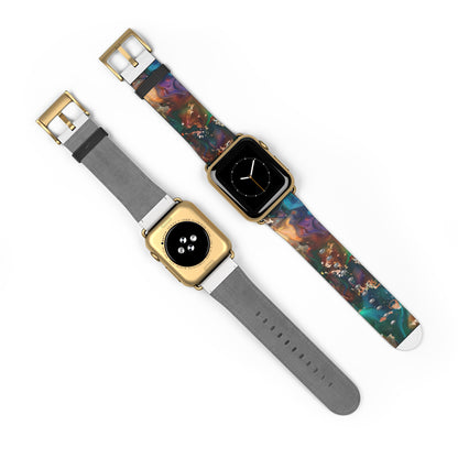 Cosmic Swirl Abstract Apple Watch Band, Galactic Marble Effect Smartwatch Strap, Vibrant Nebula-Inspired Wristband Accessory. Apple Watch Band Apple Watch Straps For Series 4 5 6 7 8 9 ULTRA SE 38/40/41mm & 42/44/45mm Vegan Faux Leather Band