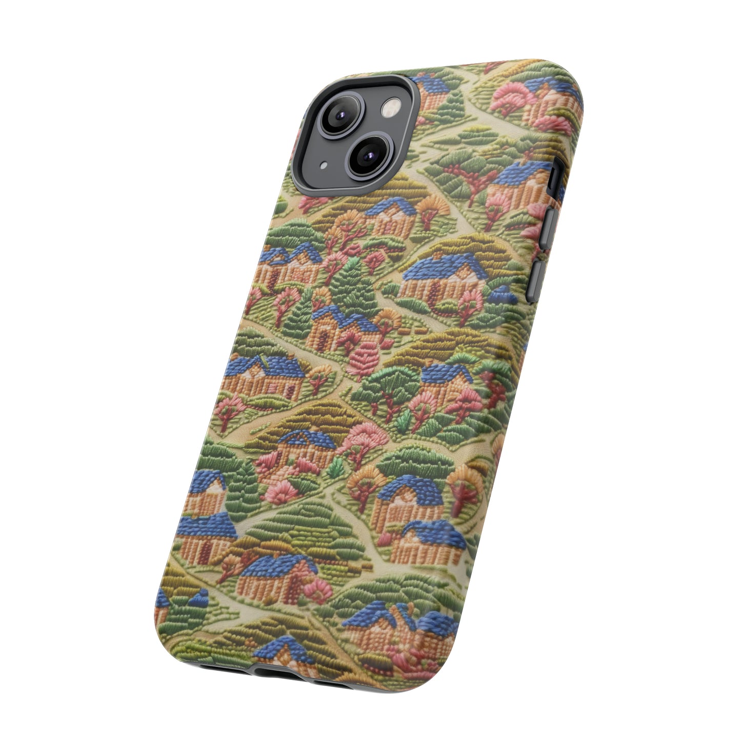 Caratteristica custodia per iPhone trapuntata in stile country, design patchwork affascinante, cover per telefono artistica e protettiva, custodie per telefono resistenti