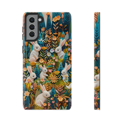 Mystical Garden Bunnies iPhone Case, Enchanted Floral Wonderland, Durable Protective Cover, Tough Phone Cases