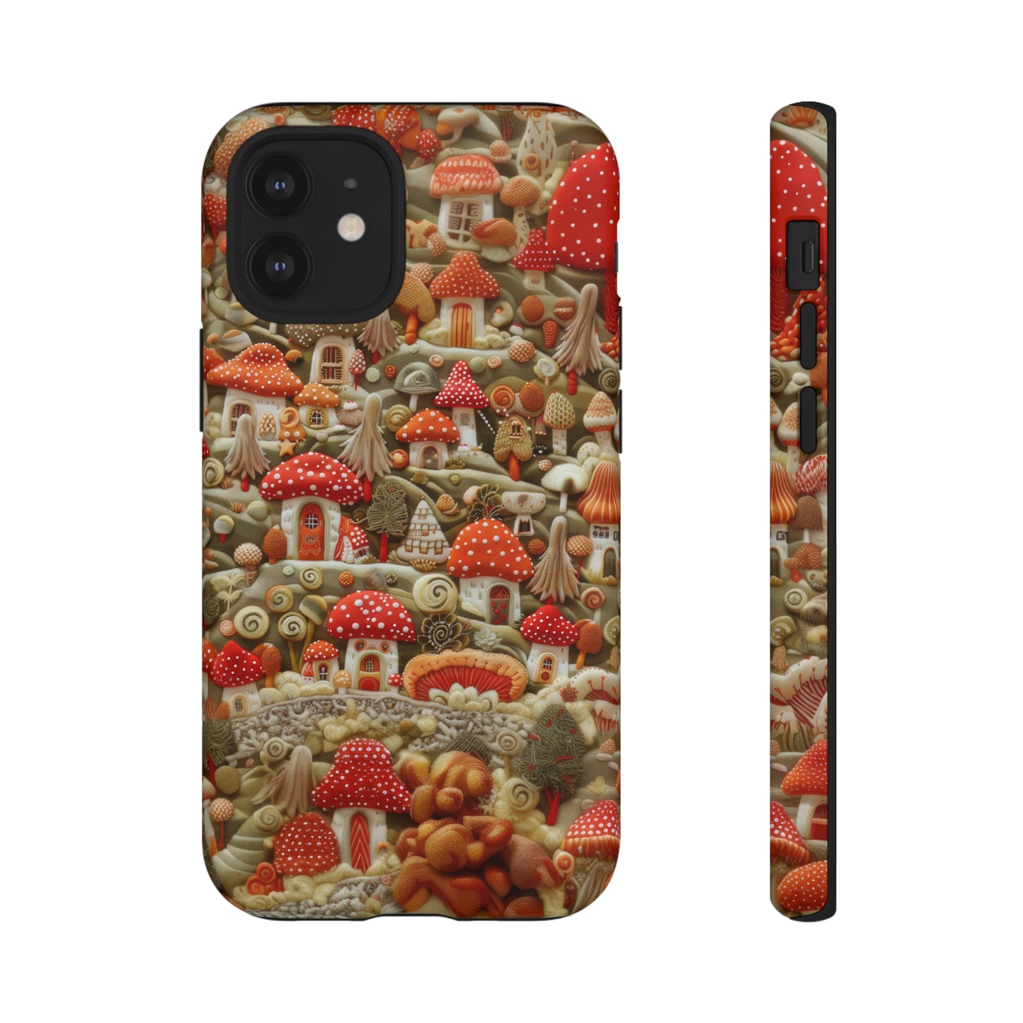 Custodia per iPhone Il villaggio dei funghi incantati, grafica con funghi fantasy, custodia protettiva unica, custodie per telefoni resistenti