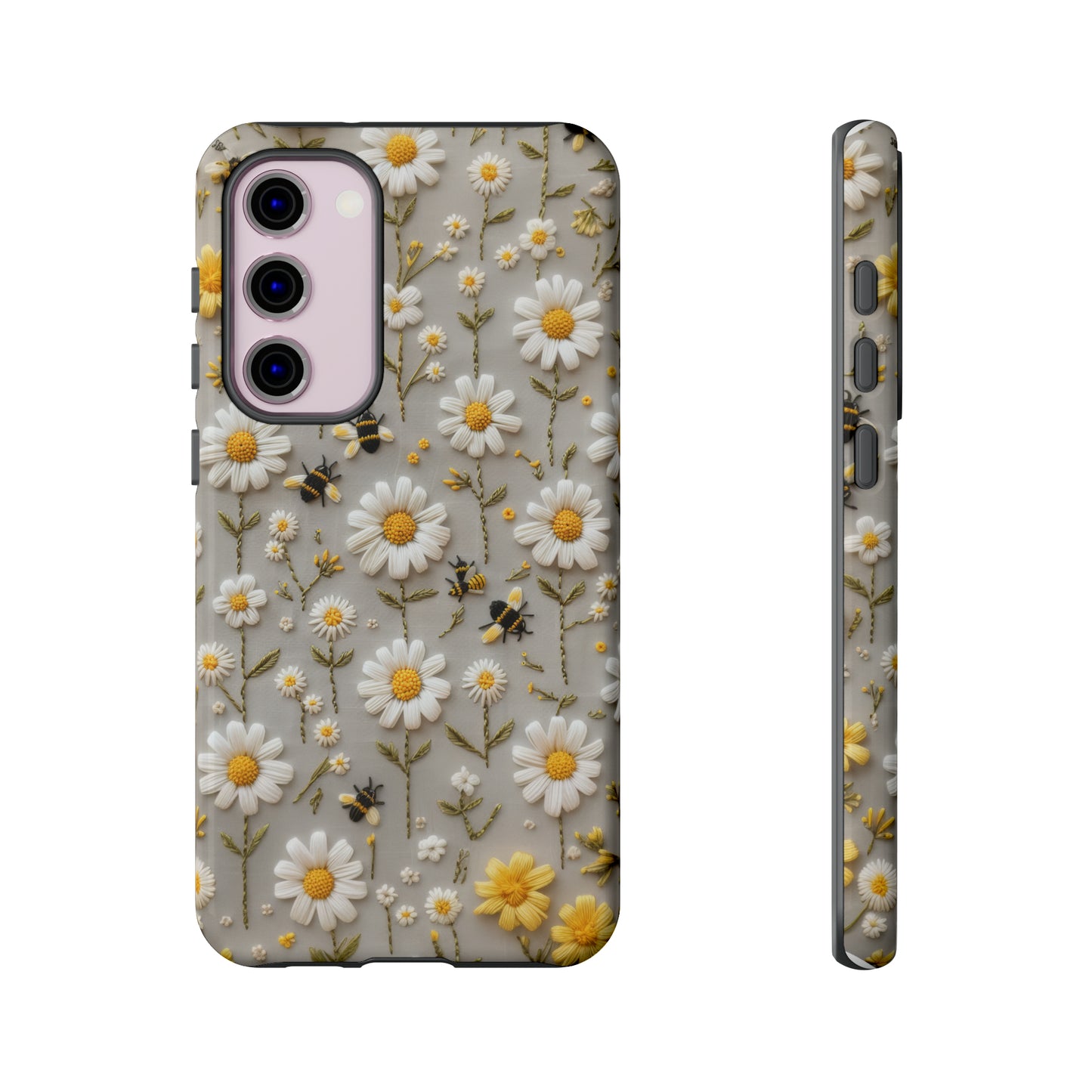 Spring Daisy Phone Case, Bees & Flowers Design, Nature-Inspired Protective Phone Cover, Tough Phone Cases