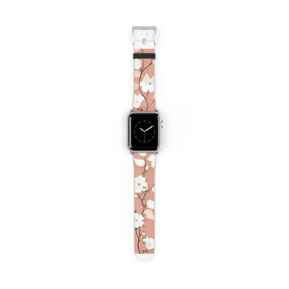 Floral Pattern Apple Watch Band, Elegant Cherry Blossom Design, Soft Pink High-Quality Silicone Strap for Stylish Wear. Apple Watch Band Apple Watch Straps For Series 4 5 6 7 8 9 ULTRA SE 38/40/41mm & 42/44/45mm Vegan Faux Leather Band