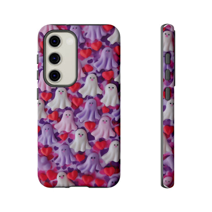 Love Struck Ghosts Handyhülle, Verspielte Geister und Herzen Design Hülle für Smartphones, Robuste Handyhüllen