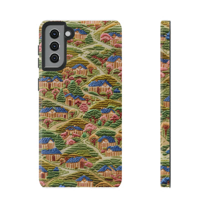 Caratteristica custodia per iPhone trapuntata in stile country, design patchwork affascinante, cover per telefono artistica e protettiva, custodie per telefono resistenti