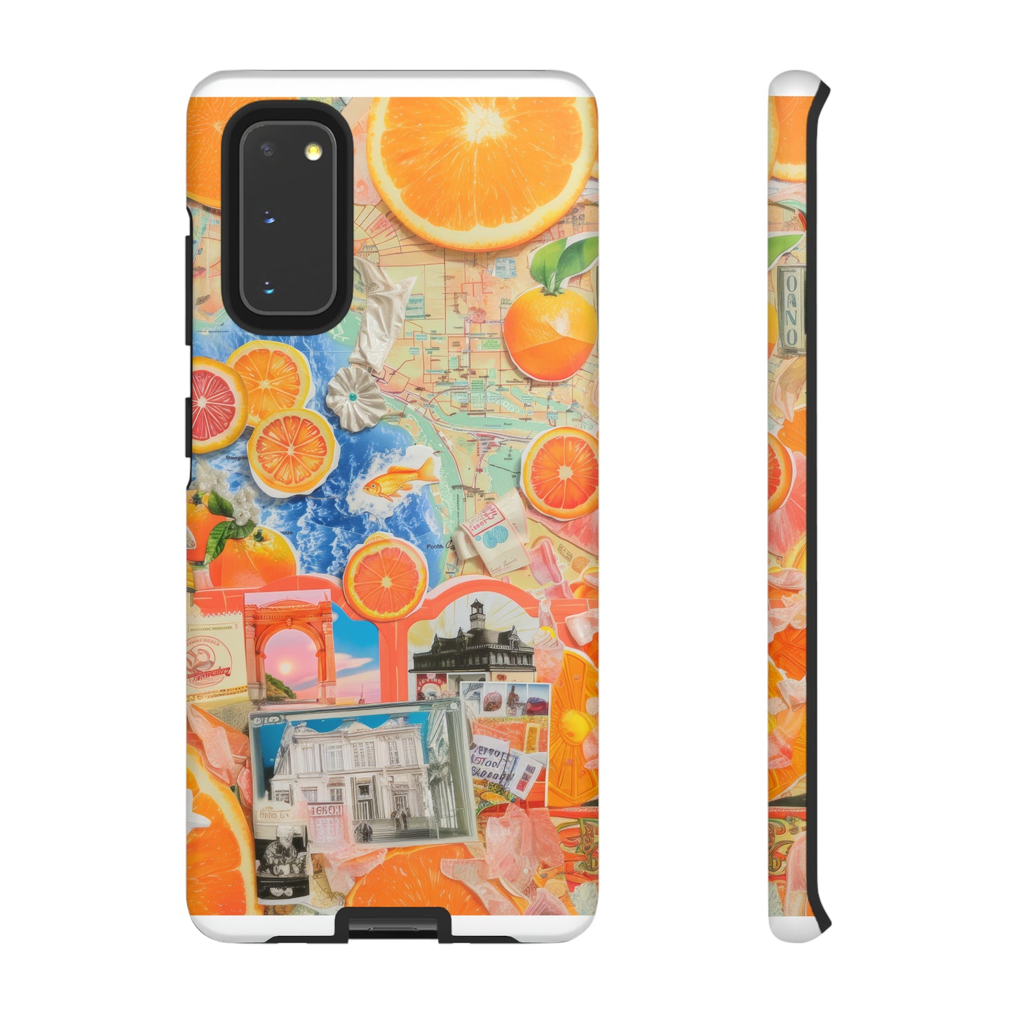 Custodia per telefono collage da viaggio Citrus Escape, design vivace per le vacanze estive per smartphone, custodie resistenti 