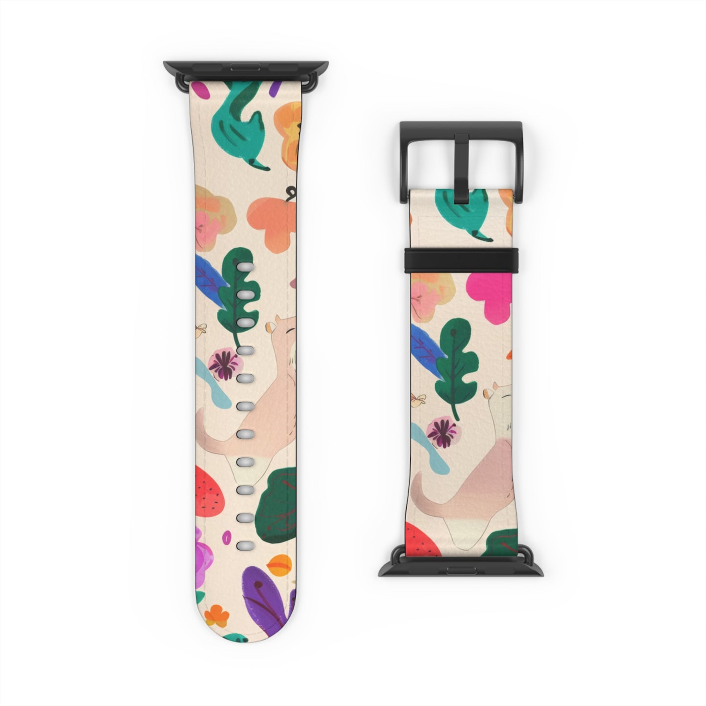 Whimsical Abstract Art Apple Watch Band | Colorful Illustrative Design Strap | Modern Artistic Watch Accessory | Eclectic Style Gift. Apple Watch Band Apple Watch Straps For Series 4 5 6 7 8 9  ULTRA SE 38/40/41mm & 42/44/45mm Vegan Faux Leather Band