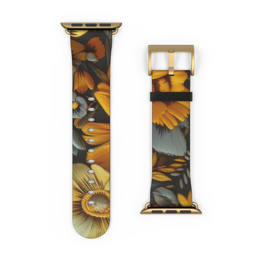 Autumn Sunflower Delight Apple Watch Band, Golden Floral Elegance, Harvest Season Smartwatch Strap. Apple Watch Band Apple Watch Straps For Series 4 5 6 7 8 9 SE 38/40/41mm & 42/44/45mm Vegan Faux Leather Band