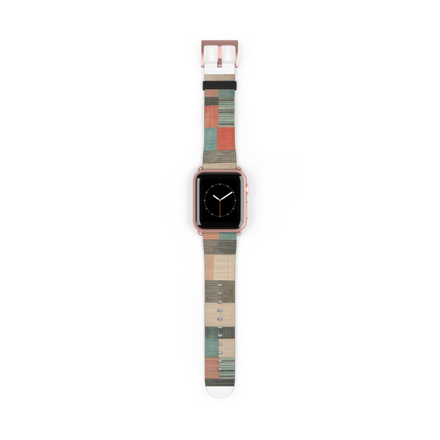 Modernes Apple Watch-Armband mit Erdtönen und Streifen | Modernes Armband in neutraler Farbpalette. Apple Watch-Armband, Apple Watch-Armbänder für Serie 4, 5, 6, 7, 8, 9, ULTRA SE, 38/40/41 mm und 42/44/45 mm, veganes Kunstlederarmband 