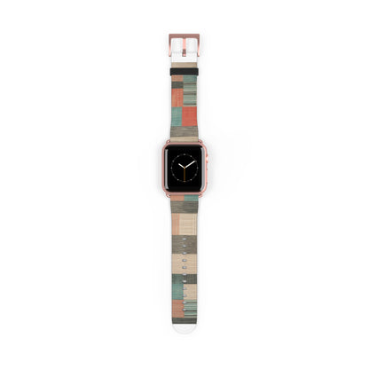 Modernes Apple Watch-Armband mit Erdtönen und Streifen | Modernes Armband in neutraler Farbpalette. Apple Watch-Armband, Apple Watch-Armbänder für Serie 4, 5, 6, 7, 8, 9, ULTRA SE, 38/40/41 mm und 42/44/45 mm, veganes Kunstlederarmband 