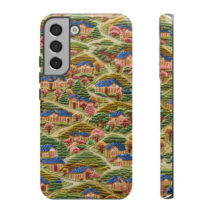 Caratteristica custodia per iPhone trapuntata in stile country, design patchwork affascinante, cover per telefono artistica e protettiva, custodie per telefono resistenti