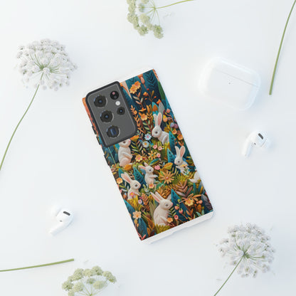 Mystical Garden Bunnies iPhone Case, Enchanted Floral Wonderland, Durable Protective Cover, Tough Phone Cases