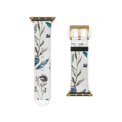 Florale Eleganz Apple Watch Band | Schickes Armband mit botanischem Design. Apple Watch Band Apple Watch Armbänder für Serie 4 5 6 7 8 9 ULTRA SE 38/40/41 mm und 42/44/45 mm veganes Kunstlederband 