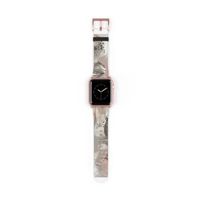 Contemporary Splatter Apple Watch Band, Abstract Earth Tones with Coral Accents, Chic Silicone Artistic Strap. Apple Watch Band Apple Watch Straps For Series 4 5 6 7 8 9 ULTRA SE 38/40/41mm & 42/44/45mm Vegan Faux Leather Band