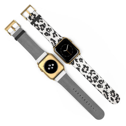 Klassisches schwarz-weißes Apple Watch-Armband mit Rindsledermuster | Armband im Farmhouse-Stil. Apple Watch-Armband Apple Watch-Armbänder für Serie 4, 5, 6, 7, 8, 9, ULTRA SE, 38/40/41 mm und 42/44/45 mm, veganes Kunstlederarmband 