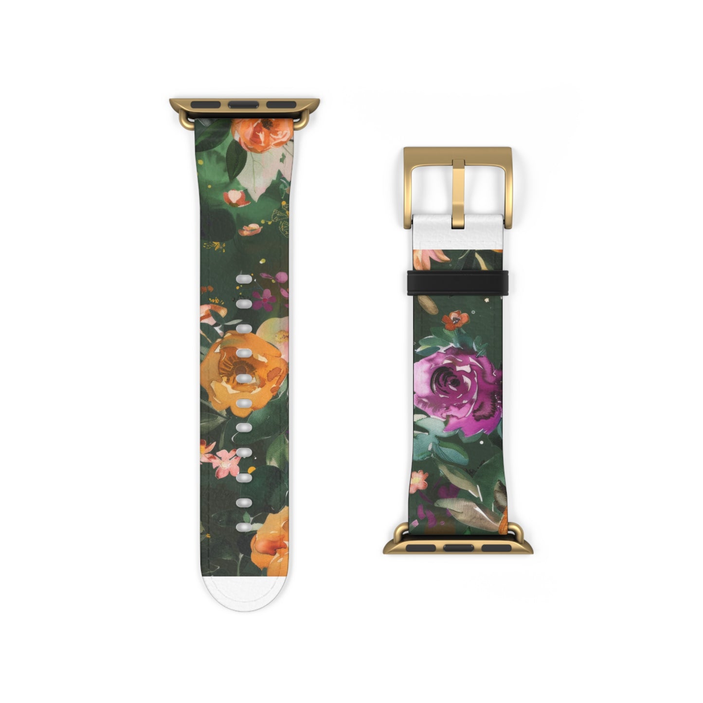 Floral Elegance Apple Watch Band, Vibrant Blossom Design Smartwatch Strap, Chic Rose Garden Wristband Accessory for Spring Apple Watch Band. Apple Watch Straps For Series 4 5 6 7 8 9 ULTRA SE 38/40/41mm & 42/44/45mm Vegan Faux Leather Band