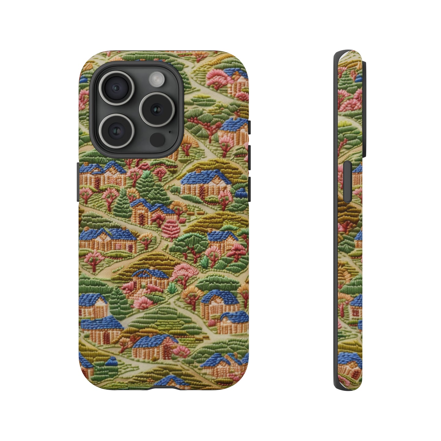 Caratteristica custodia per iPhone trapuntata in stile country, design patchwork affascinante, cover per telefono artistica e protettiva, custodie per telefono resistenti