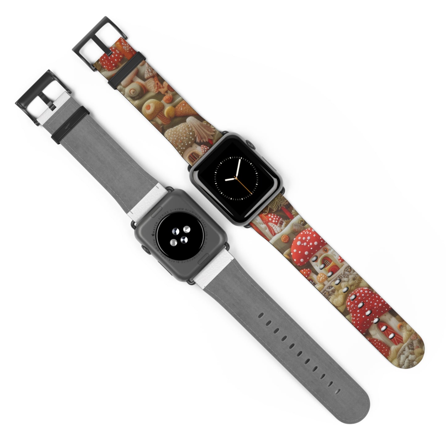 Stravagante cinturino per Apple Watch con fungo da fiaba, design foresta incantata, accessorio magico per smartwatch. Cinturino Apple Watch Cinturini Apple Watch per serie 4 5 6 7 8 9 ULTRA SE 38/40/41 mm e 42/44/45 mm Cinturino in ecopelle vegana