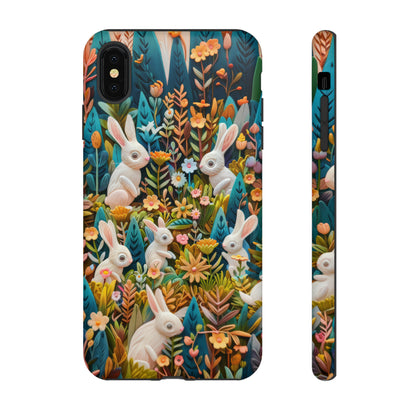 Mystical Garden Bunnies iPhone Case, Enchanted Floral Wonderland, Durable Protective Cover, Tough Phone Cases