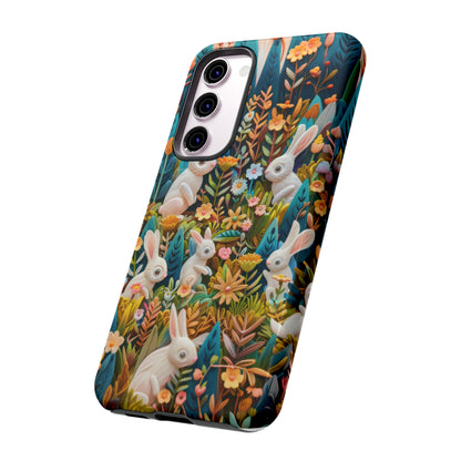 Mystical Garden Bunnies iPhone Case, Enchanted Floral Wonderland, Durable Protective Cover, Tough Phone Cases