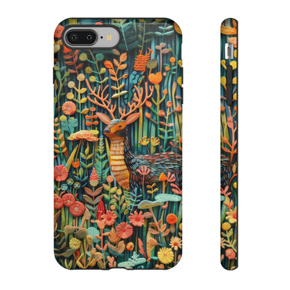 Mystical Woodland Stag iPhone Case, Vibrant Nature Scene, Artistic Protective Cover, Tough Phone Cases