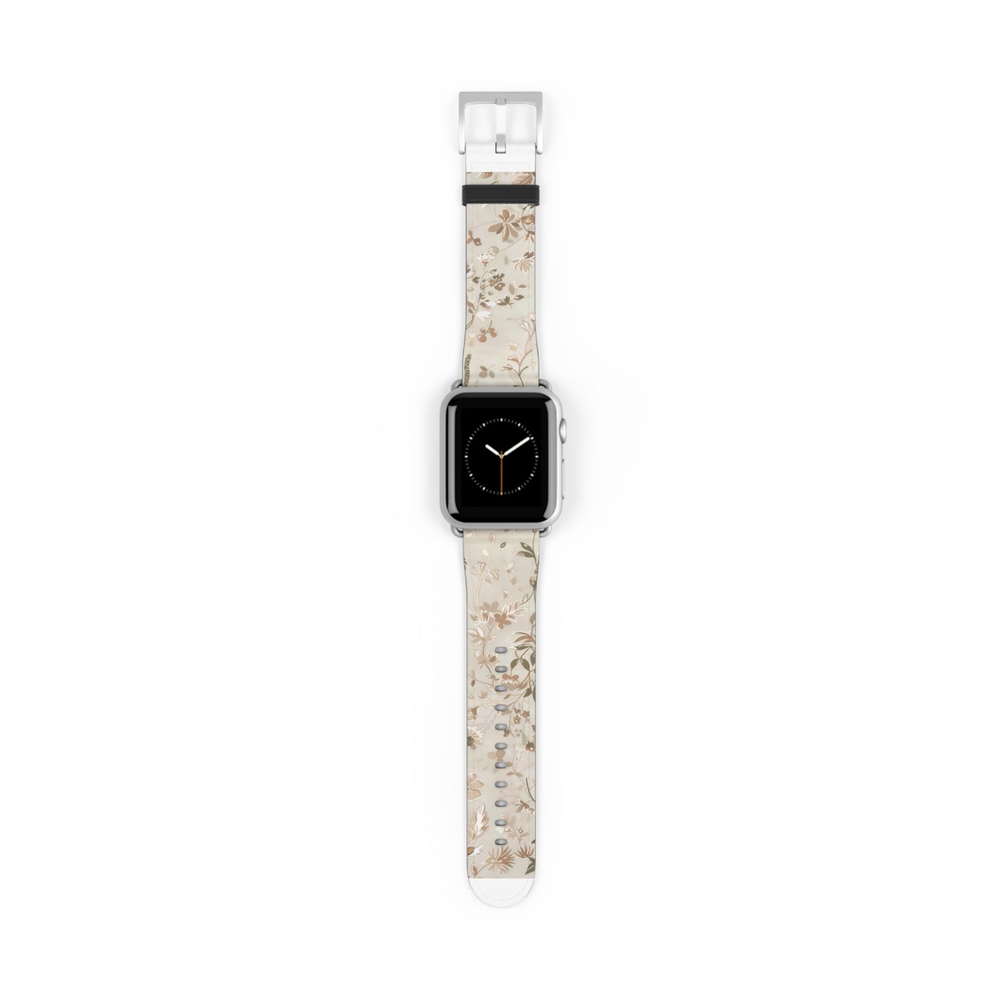 Classic Neutral Floral Apple Watch Band, Elegant Botanical Print Strap, Timeless Accessory, Sophisticated Tech Wear. Apple Watch Straps For Series 4 5 6 7 8 9 ULTRA SE 38/40/41mm & 42/44/45mm Vegan Faux Leather Band