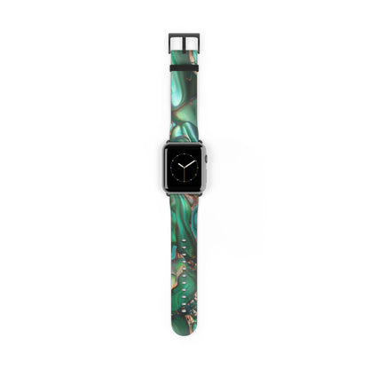 Cinturino per Apple Watch con ricciolo in marmo smeraldo | Lussuoso cinturino da polso astratto verde. Cinturino Apple Watch Cinturini Apple Watch per serie 4 5 6 7 8 9 ULTRA SE 38/40/41 mm e 42/44/45 mm Cinturino in ecopelle vegana 