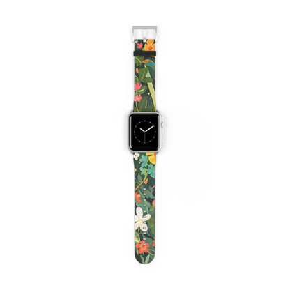 Lush Meadow Floral Apple Watch Band, Fresh Blooms Smartwatch Strap, Spring Wildflower Wristband, Nature Inspired Accessory. Apple Watch Band Apple Watch Straps For Series 4 5 6 7 8 9 ULTRA SE 38/40/41mm & 42/44/45mm Vegan Faux Leather Band