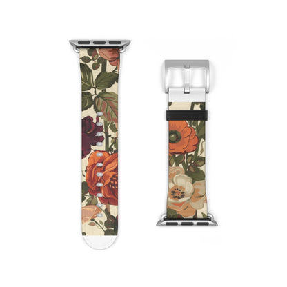 Autumn Harvest Floral Apple Watch Band | Rustic Bouquet Design Strap | Earthy Toned Smartwatch Accessory | Fall Fashion Statement Piece. Apple Watch Band Apple Watch Straps For Series 4 5 6 7 8 9 ULTRA SE 38/40/41mm & 42/44/45mm Vegan Faux Leather Band