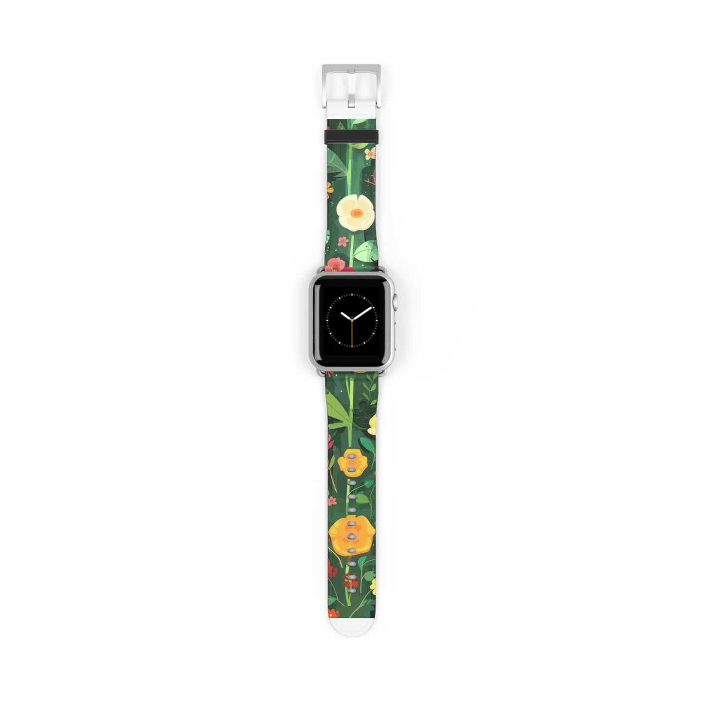 Sunny Meadow Apple Watch Strap, Lively Floral Smartwatch Band, Spring Blossom and Poppy Wristband, Nature-Themed Accessory. Apple Watch Band Apple Watch Straps For Series 4 5 6 7 8 9 ULTRA SE 38/40/41mm & 42/44/45mm Vegan Faux Leather Band