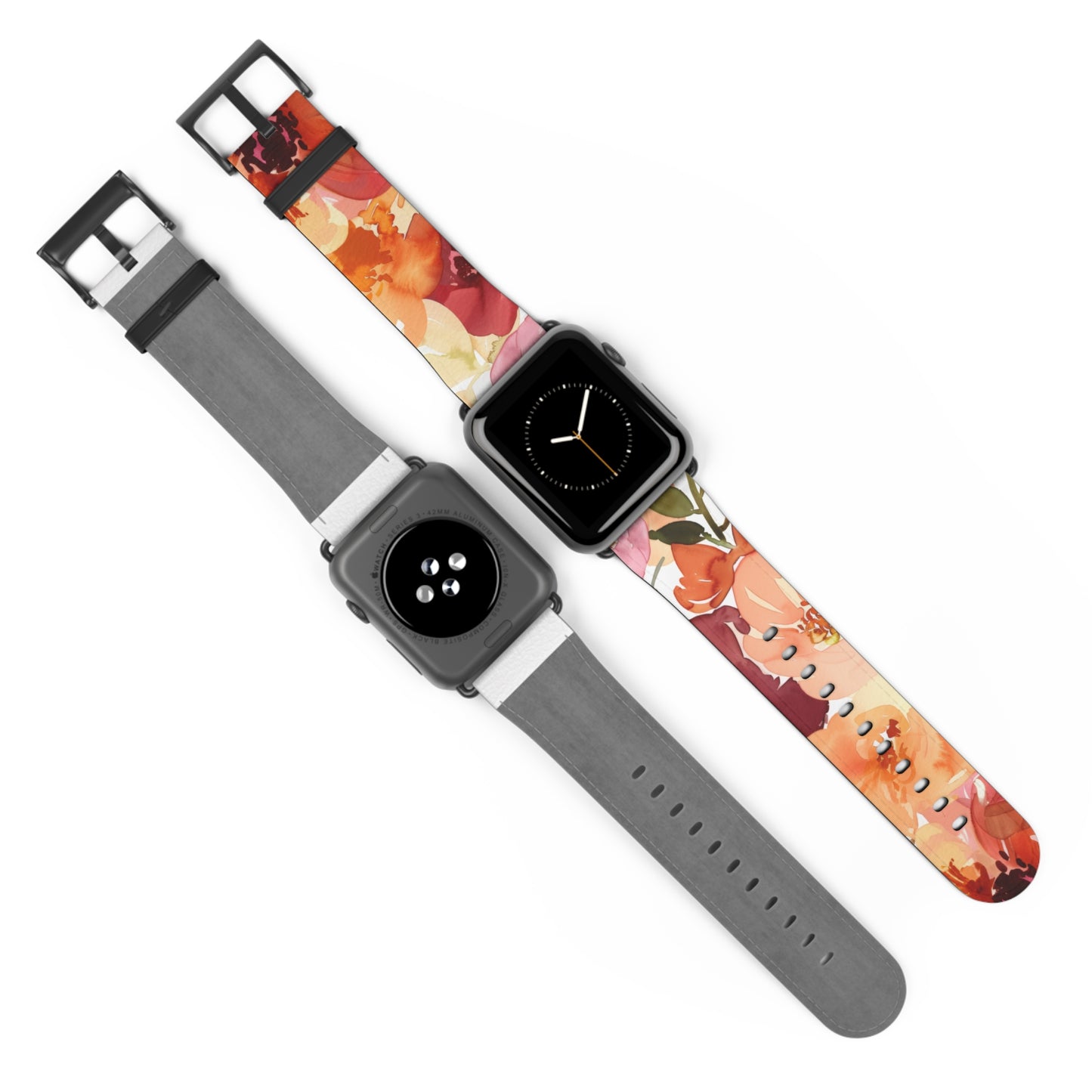 Lebendiges Apple Watch-Armband mit Aquarell-Blumenmuster | Künstlerisches Blütenarmband. Apple Watch-Armband Apple Watch-Armbänder für Serie 4, 5, 6, 7, 8, 9, ULTRA SE, 38/40/41 mm und 42/44/45 mm, veganes Kunstlederband 