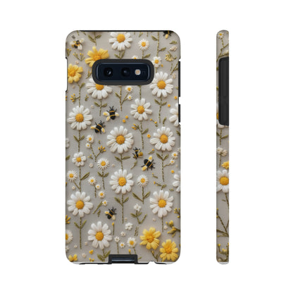 Spring Daisy Phone Case, Bees & Flowers Design, Nature-Inspired Protective Phone Cover, Tough Phone Cases