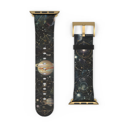 Solar System Exploration Apple Watch Band, Planetary Orbits & Constellations, Durable Black Silicone Strap for Astronomy Fans. Apple Watch Band Apple Watch Straps For Series 4 5 6 7 8 9 ULTRA SE 38/40/41mm & 42/44/45mm Vegan Faux Leather Band