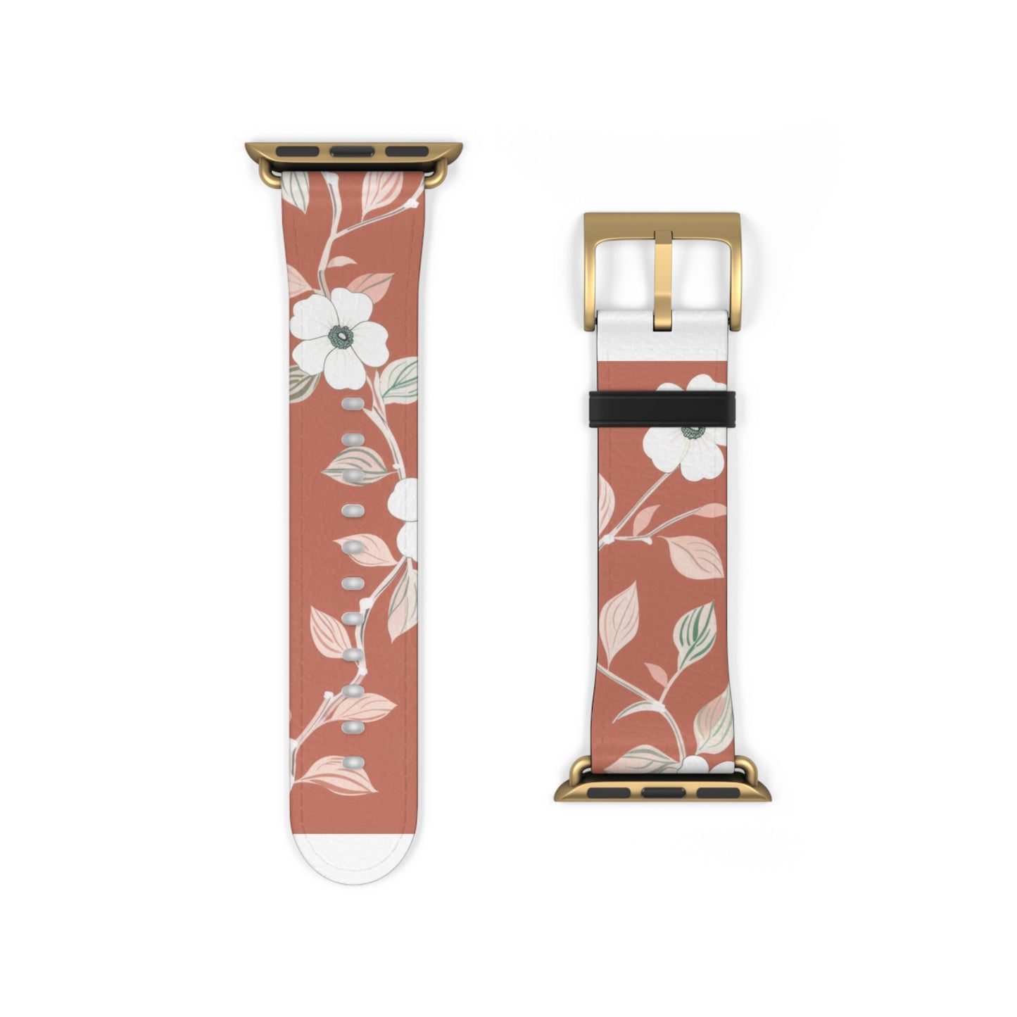 Terra Blossom Minimalist Apple Watch Band, Rustic Floral Elegance Smartwatch Strap, Subtle Earth Tone Wristband Accessory. Apple Watch Band Apple Watch Straps For Series 4 5 6 7 8 9 ULTRA SE 38/40/41mm & 42/44/45mm Vegan Faux Leather Band