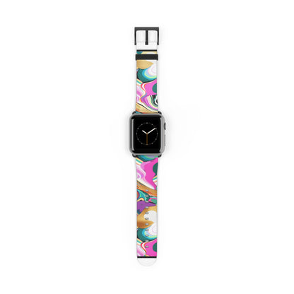 Whimsical Abstract Waves Apple Watch Band, Psychedelic Swirls Smartwatch Strap, Colorful Artistic Wristband Accessory. Apple Watch Band Apple Watch Straps For Series 4 5 6 7 8 9 ULTRA SE 38/40/41mm & 42/44/45mm Vegan Faux Leather Band