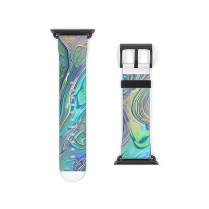 Iridescent Swirl Apple Watch Strap, Holographic Marbled Band, Mesmerizing Accessory for a Futuristic Style Statement. Apple Watch Band Apple Watch Straps For Series 4 5 6 7 8 9 ULTRA SE 38/40/41mm & 42/44/45mm Vegan Faux Leather Band